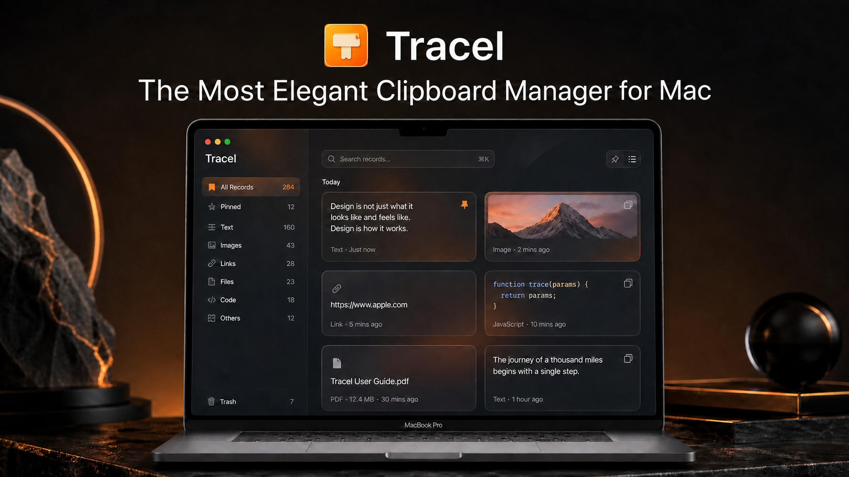Tracel product interface showcase